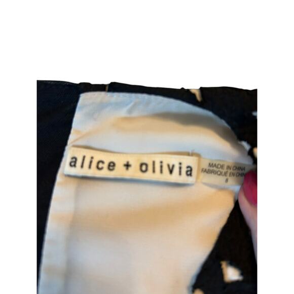 Alice + Olivia Black Floral Laser Cut Lyla Crop Top - Size 8 - Picture 3 of 9